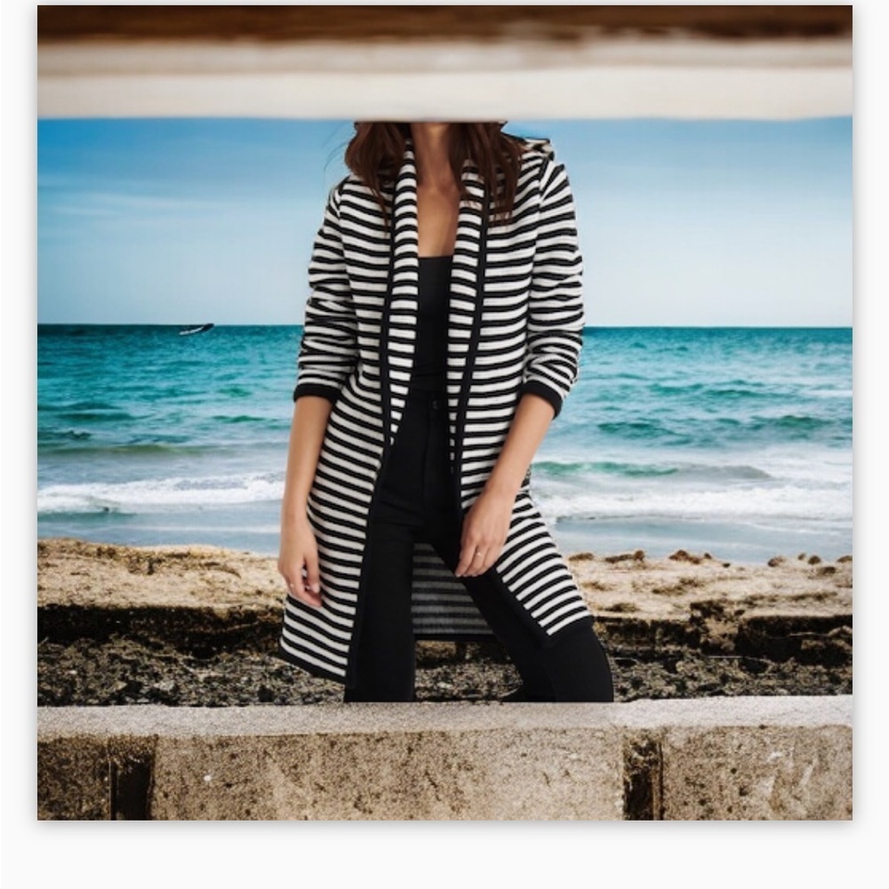 Dynamite Knit long line blazer -Black and White stripe NWOT -Sz Sm-Chic! 🖤